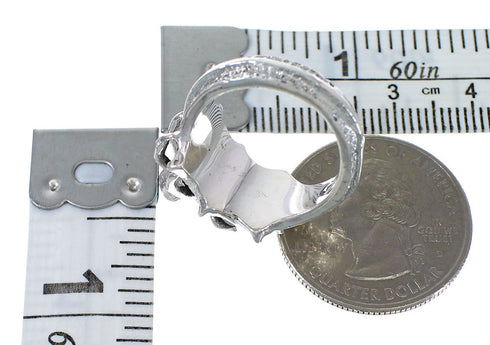 Silver Southwestern Jet Spider Ring Size 8-3/4 AX53071